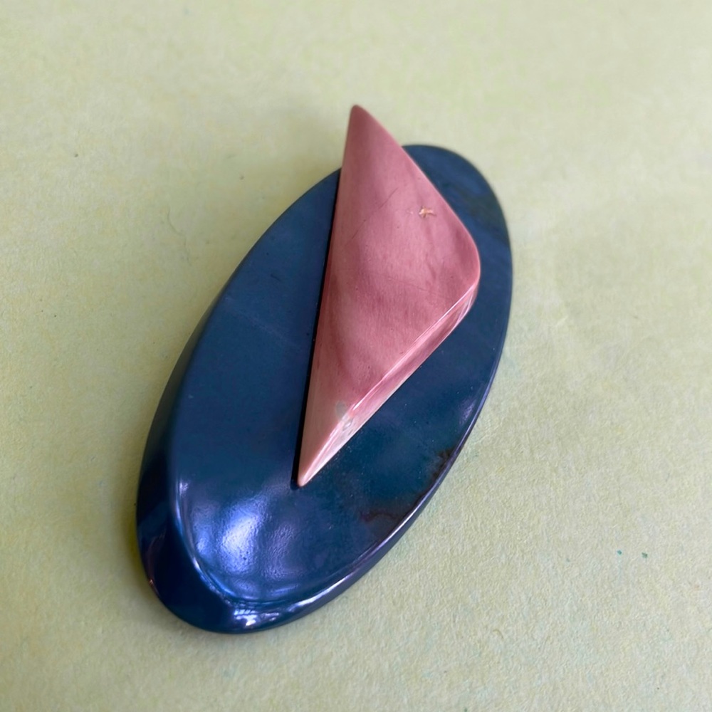 Vintage custom made genuine stones and silver brooch